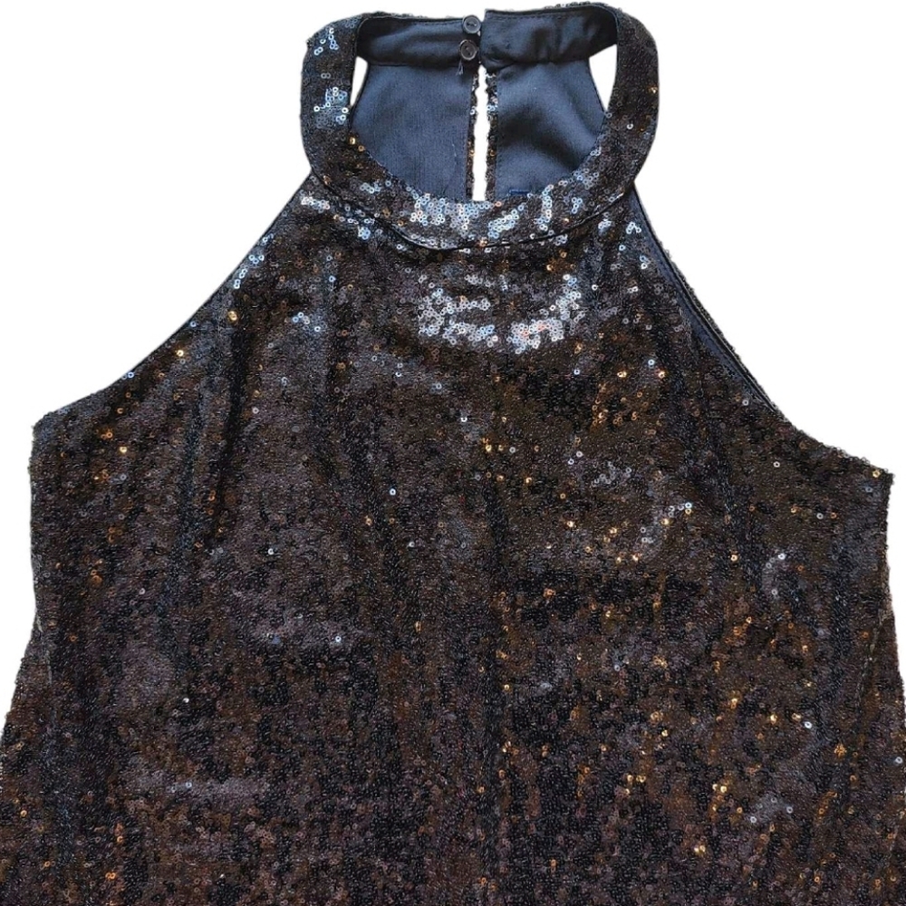 One Clothing Solid Black Sequin Halter Dress - image 2